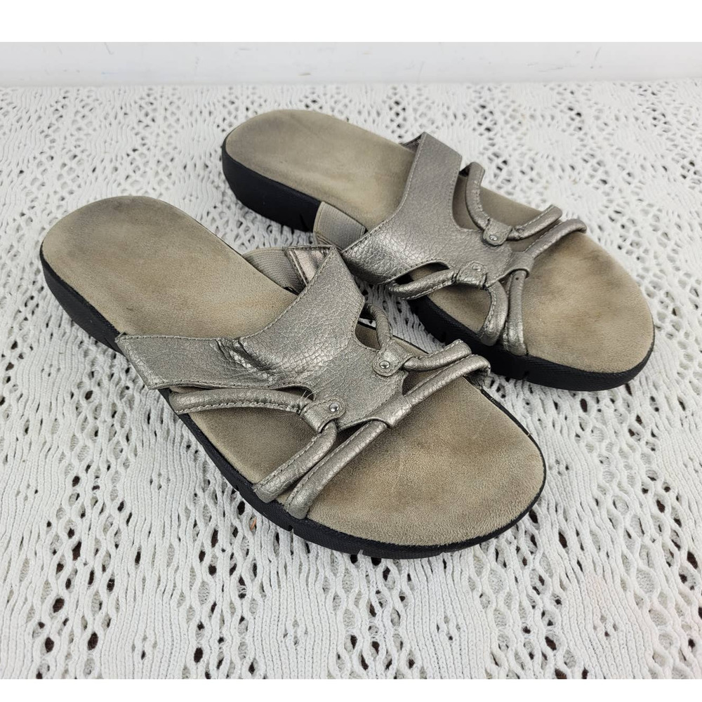 Aerosoles Silver Grey Flats Comfort Sandals Shoes Women's Size 7